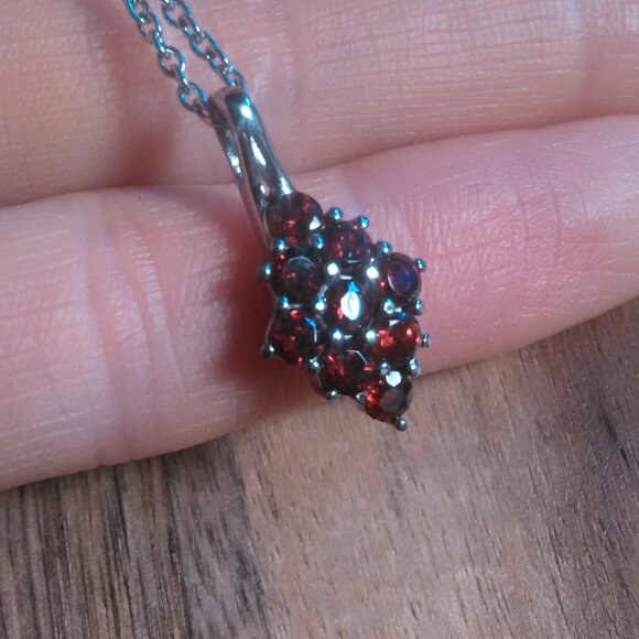 Mozambique Garnet Stainless Steel Pendant Necklace - Picture 6 of 7